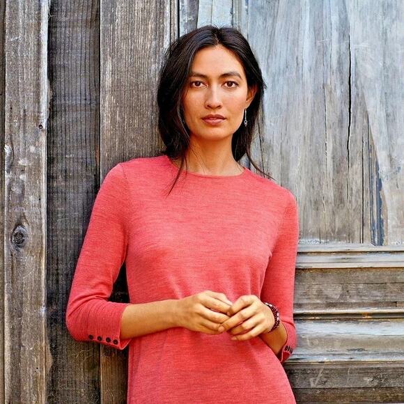 J.Jill Cozy Merino Wool Sweater Tunic Size Medium Pink Clove - Picture 2 of 6